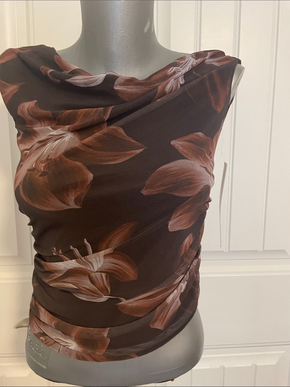 Madden Girl Brown Floral Sheer Scarf Wrap